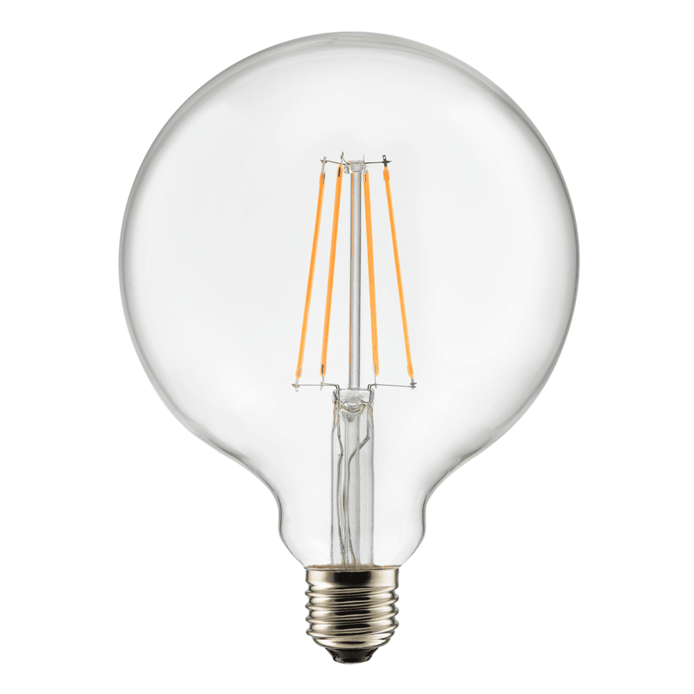 E27 7W 2200K 3-trinns dimbar Gjennomsiktig Fra Unison - Globe 125mm klar E27 lyskilde med en effekt p&aring; 7W og et varmt lys p&aring; 2200K er perfekt for &aring; skape en atmosf&aelig;risk og hyggelig atmosf&aelig;re.