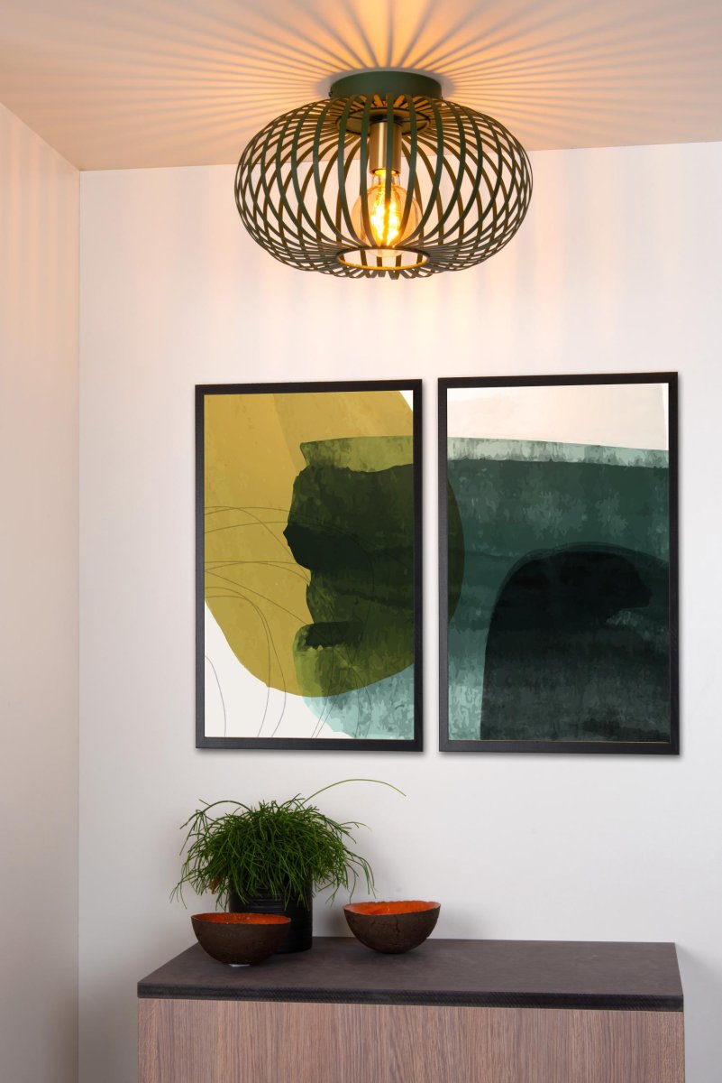 Manuela Ø40 Grønn plafond Fra Lucide - Manuela er enkel &aring; koble til en dimmer og ser veldig pen ut.