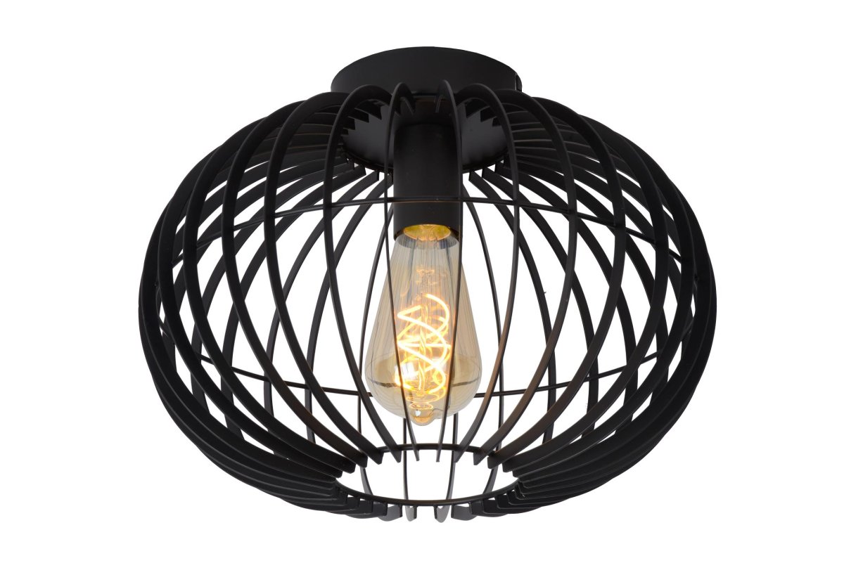 Reda Ø32 Svart plafond Fra Lucide - Metallets slanke design gjør denne taklampen til en veldig velkommen gjest i et moderne interiør, hvor minimalistiske elementer spiller en nøkkelrolle.