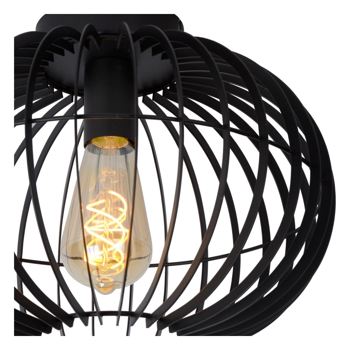 Reda Ø32 Svart plafond Fra Lucide - Metallets slanke design gjør denne taklampen til en veldig velkommen gjest i et moderne interiør, hvor minimalistiske elementer spiller en nøkkelrolle.