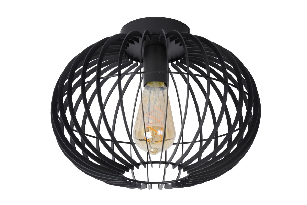 Reda Ø32 Svart plafond Fra Lucide - Metallets slanke design gjør denne taklampen til en veldig velkommen gjest i et moderne interiør, hvor minimalistiske elementer spiller en nøkkelrolle.