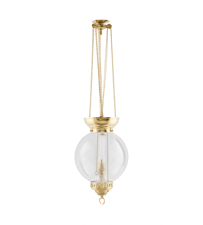Moonlight-Style Pendant Lamp Messing Fra Karlskrona lampfabrik - Skjermen og Koholmen parafinlampen er ikke inkludert og m&aring; bestilles separat.
