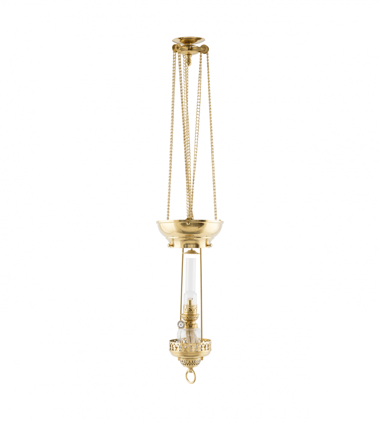 Moonlight-Style Pendant Lamp Messing Fra Karlskrona lampfabrik - Skjermen og Koholmen parafinlampen er ikke inkludert og m&aring; bestilles separat.