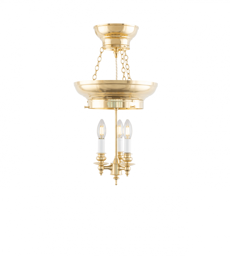 Rydberg Pendant Messing Fra Karlskrona lampfabrik - med kulelager fra siden borer du et hull i messingkanten.