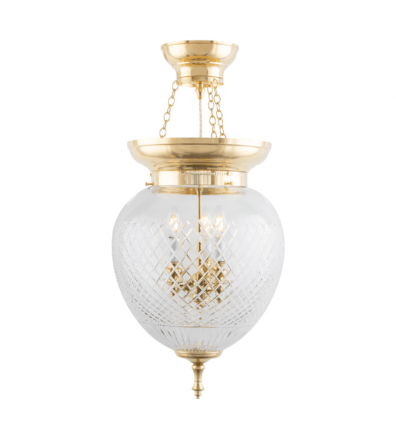 Rydberg Pendant Messing Fra Karlskrona lampfabrik - med kulelager fra siden borer du et hull i messingkanten.