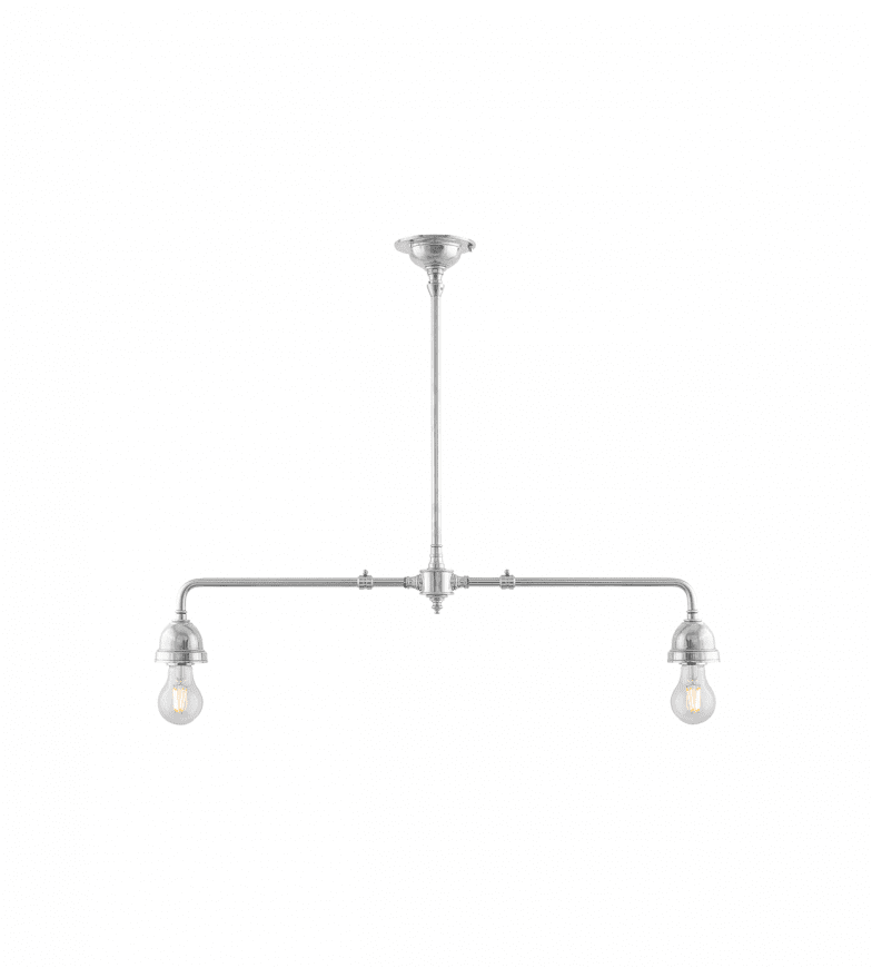 Tegnér Rod Pendant 2x60 Nikkel Fra Karlskrona lampfabrik - Dimensjonene som er oppgitt er med skjermene p&aring;.