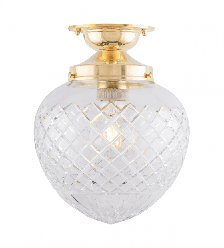 Lundkvist 100 Messing Fra Karlskrona lampfabrik - &Ouml;nskar man g&aring; in med kuloledning fr&aring;n sidan av armaturen kompletteras med en distansplatta.