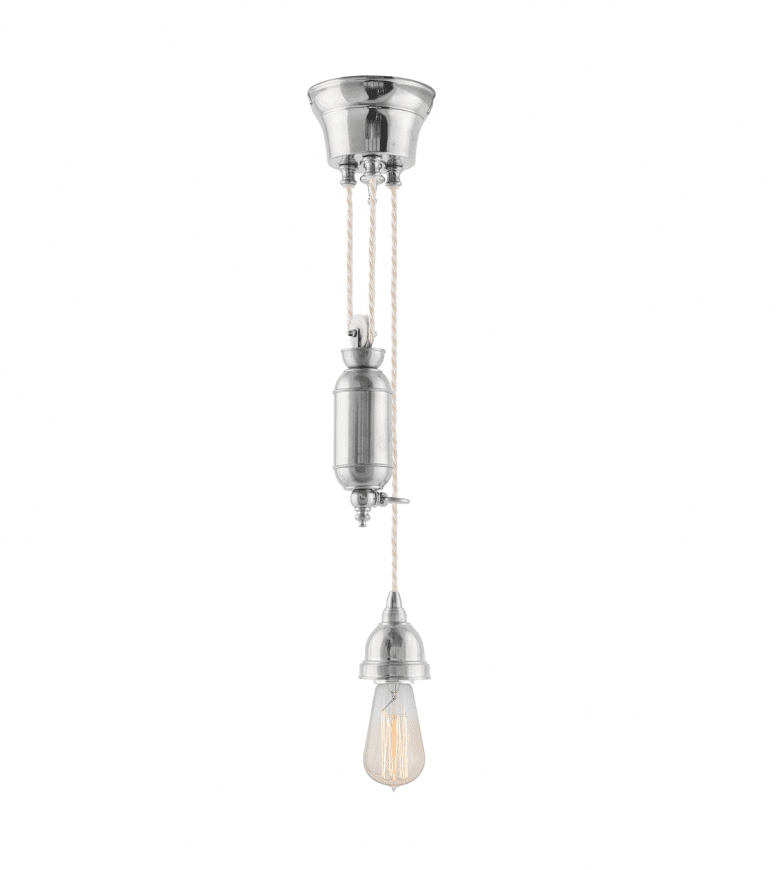 Broman Adjustable Pendant 60 Nikkel Fra Karlskrona lampfabrik - Dimensjonene som er oppgitt er med skjermen på.