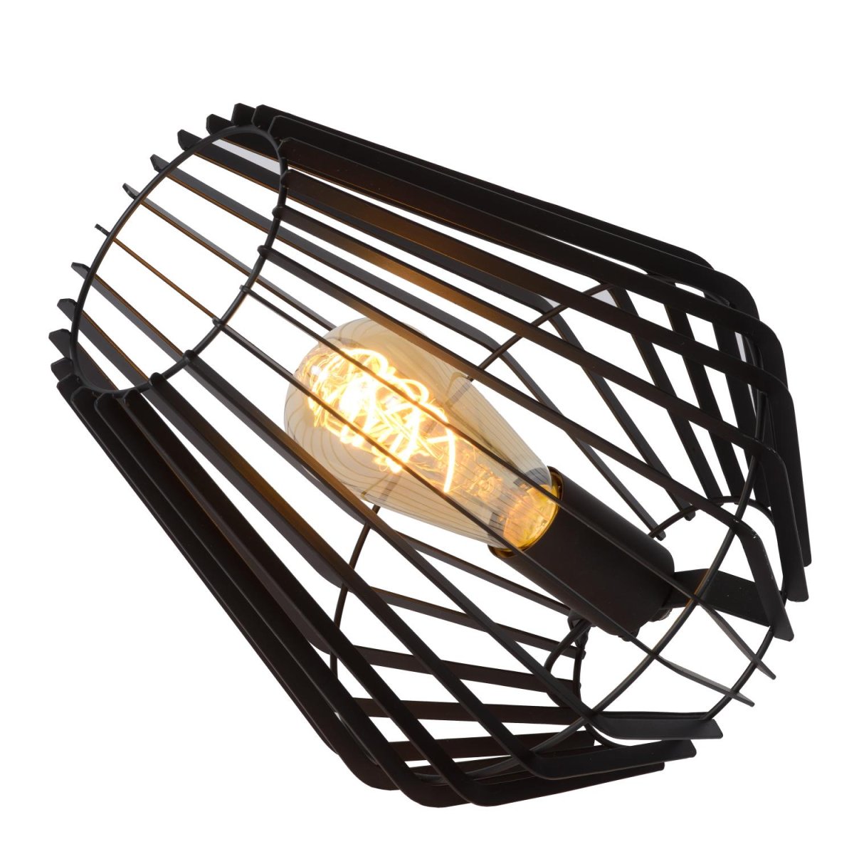 Reda 27cm Svart bordlampe Fra Lucide - Du kan la Reda st&aring; st&aring;ende eller plasser den p&aring; en av de skr&aring;nende sidene, velg den som passer best for ditt hjem.