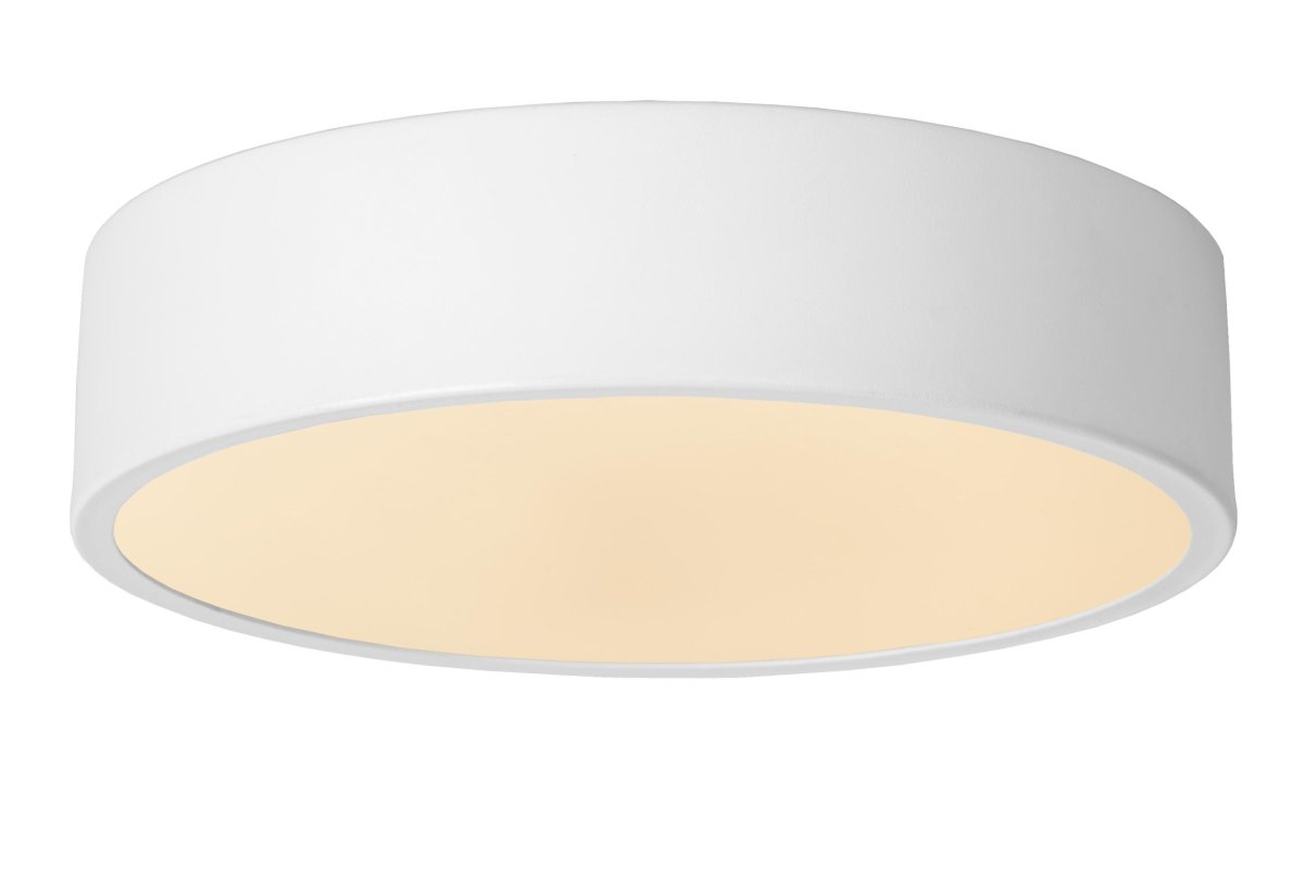 Unar Ø20 Hvit plafond Fra Lucide - Med sin runde metallramme og et matt deksel over den integrerte LED-lyskilden passer denne taklampen inn i alle interiører og rom.
