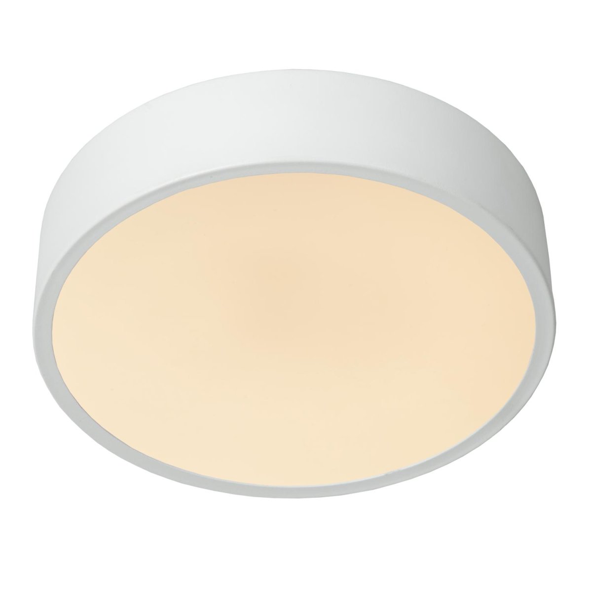 Unar Ø20 Hvit plafond Fra Lucide - Med sin runde metallramme og et matt deksel over den integrerte LED-lyskilden passer denne taklampen inn i alle interiører og rom.