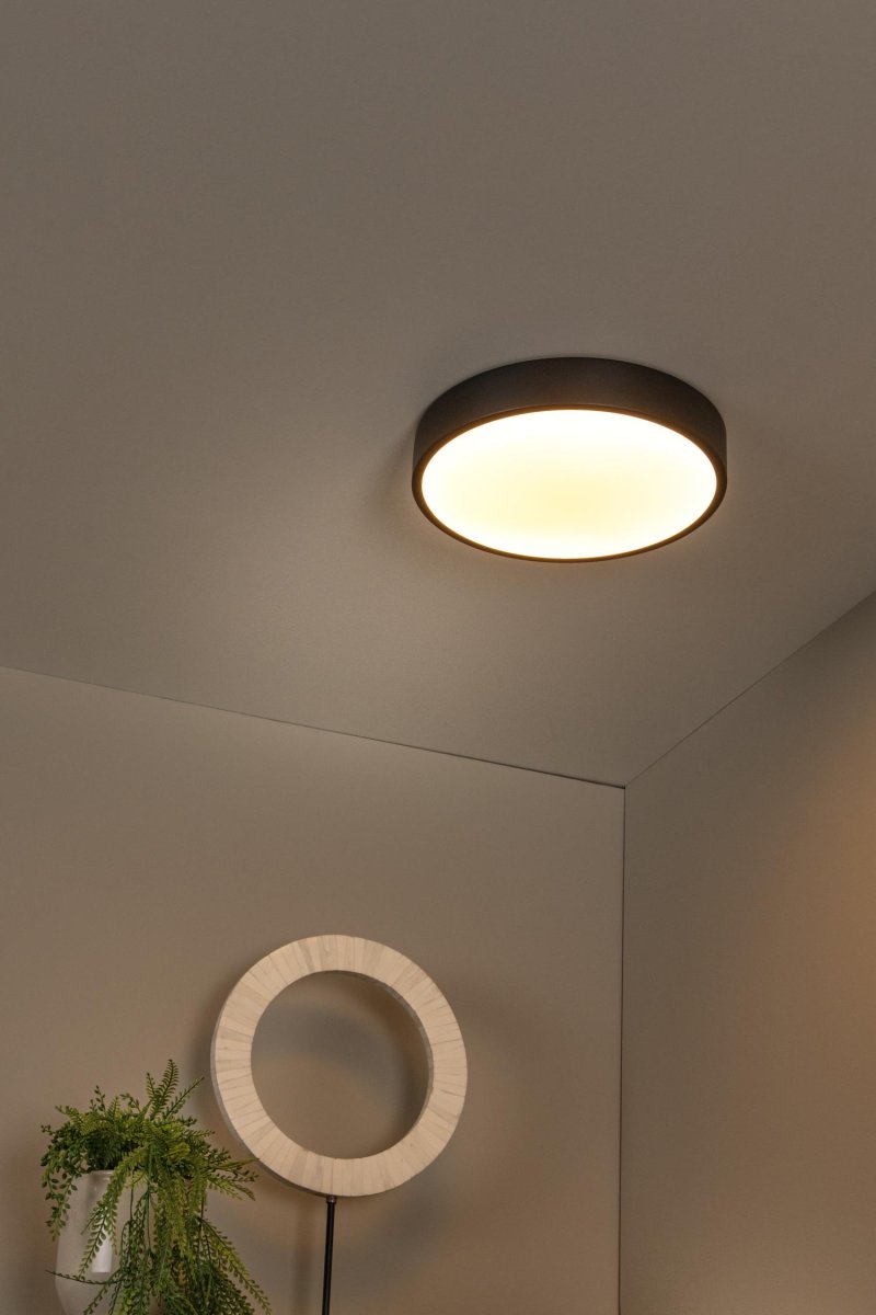 Unar Ø30 Svart plafond Fra Lucide - Med sin runde metallramme og et matt deksel over den integrerte LED-lyskilden passer denne taklampen inn i alle interiører og rom.