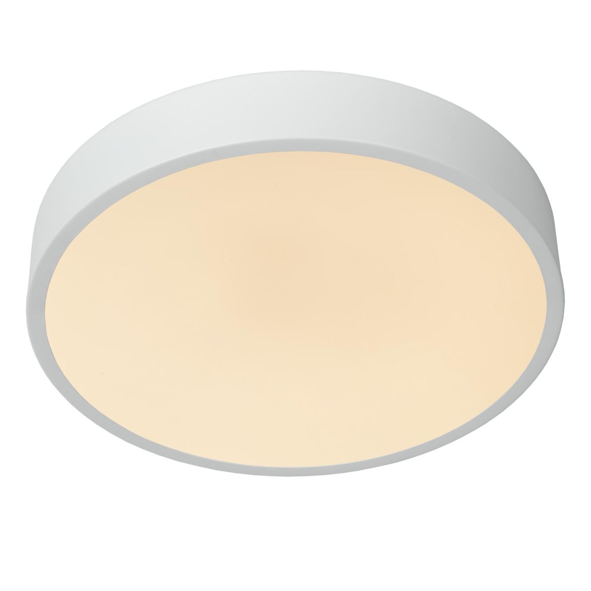 Unar Ø30 Hvit plafond Fra Lucide - Med sin runde metallramme og et matt deksel over den integrerte LED-lyskilden passer denne taklampen inn i alle interiører og rom.