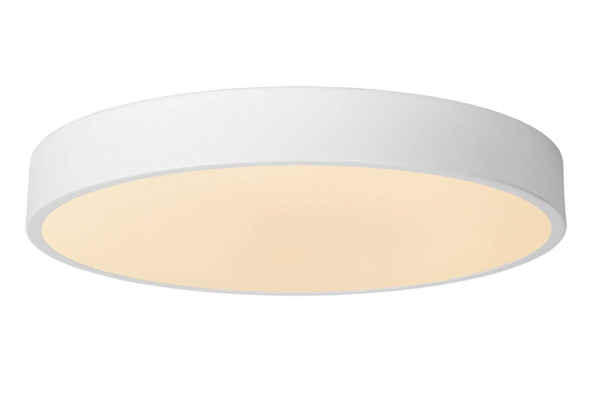 Unar Ø40 Hvit plafond Fra Lucide - Med sin runde metallramme og et matt deksel over den integrerte LED-lyskilden passer denne taklampen inn i alle interiører og rom.
