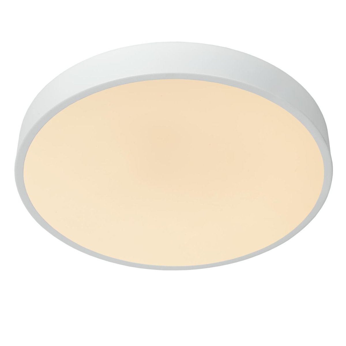 Unar Ø40 Hvit plafond Fra Lucide - Med sin runde metallramme og et matt deksel over den integrerte LED-lyskilden passer denne taklampen inn i alle interiører og rom.