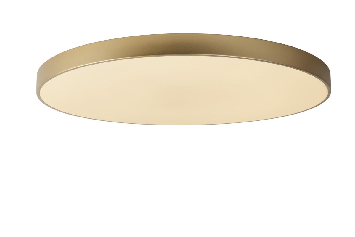Unar Ø80 Gull plafond Fra Lucide - Med sin runde metallramme og et matt deksel over den integrerte LED-lyskilden passer denne taklampen inn i alle interiører og rom.
