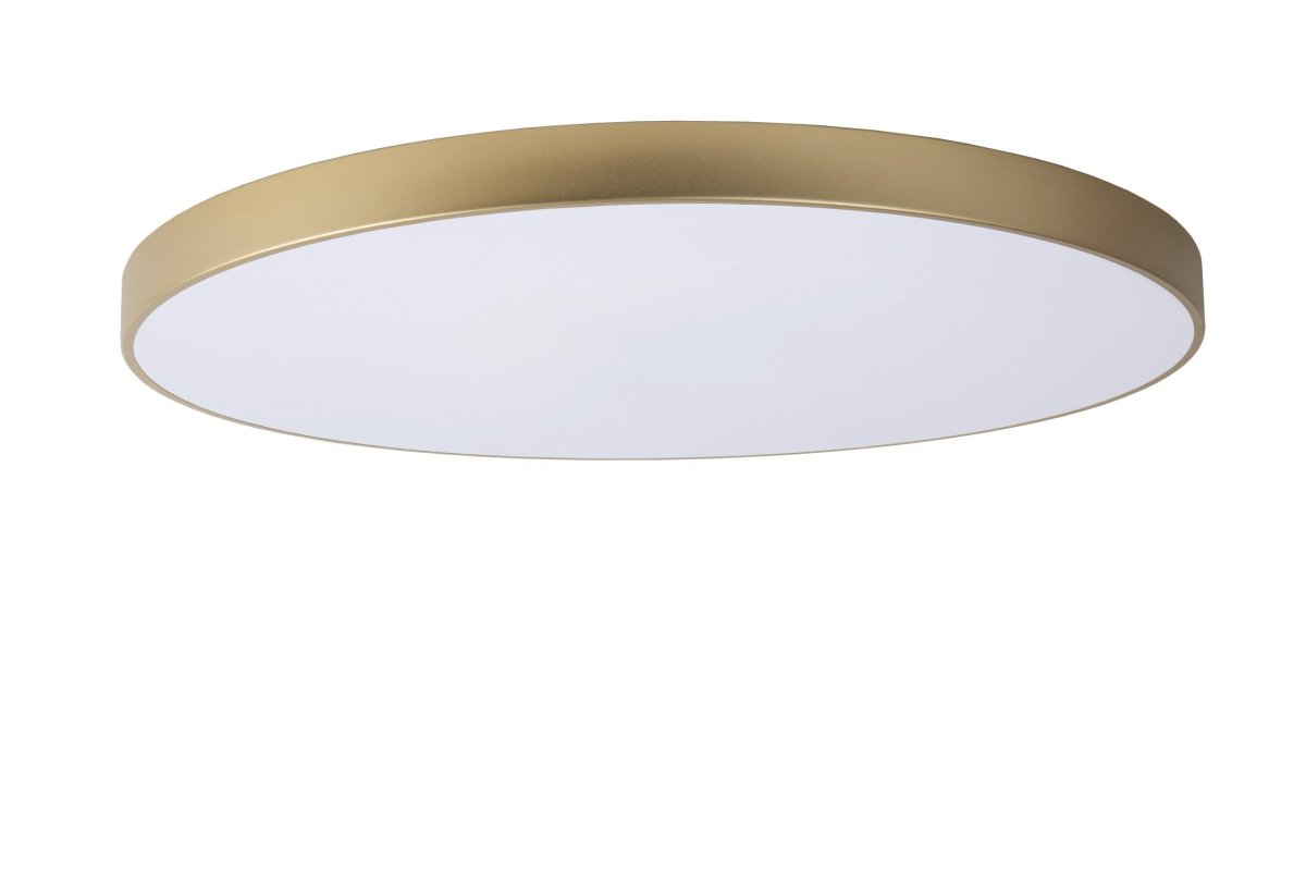 Unar Ø80 Gull plafond Fra Lucide - Med sin runde metallramme og et matt deksel over den integrerte LED-lyskilden passer denne taklampen inn i alle interiører og rom.