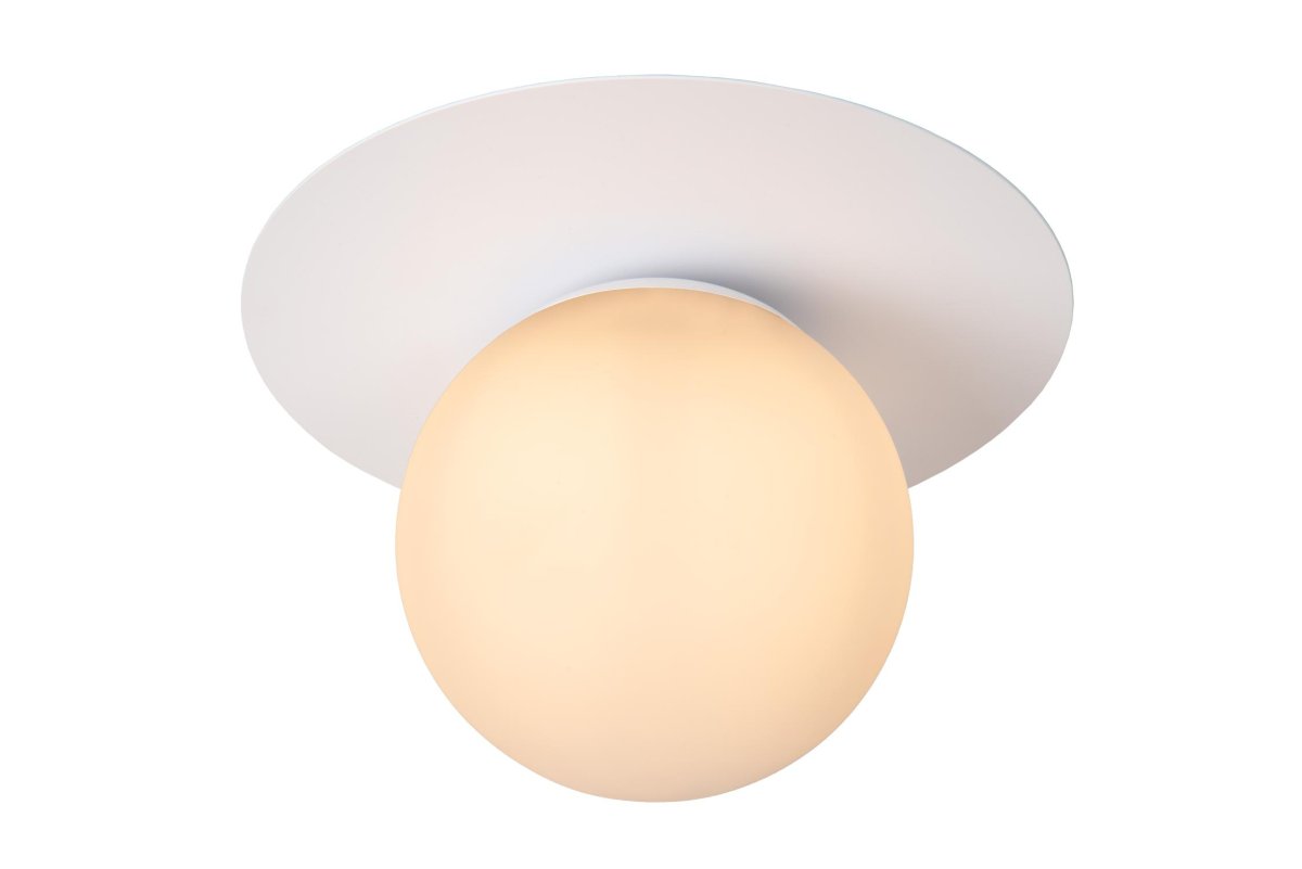 Tricia Ø25 Hvit plafond Fra Lucide - Glassfiberen med lyskilden i kjernen er montert på; en stilig metallplate.