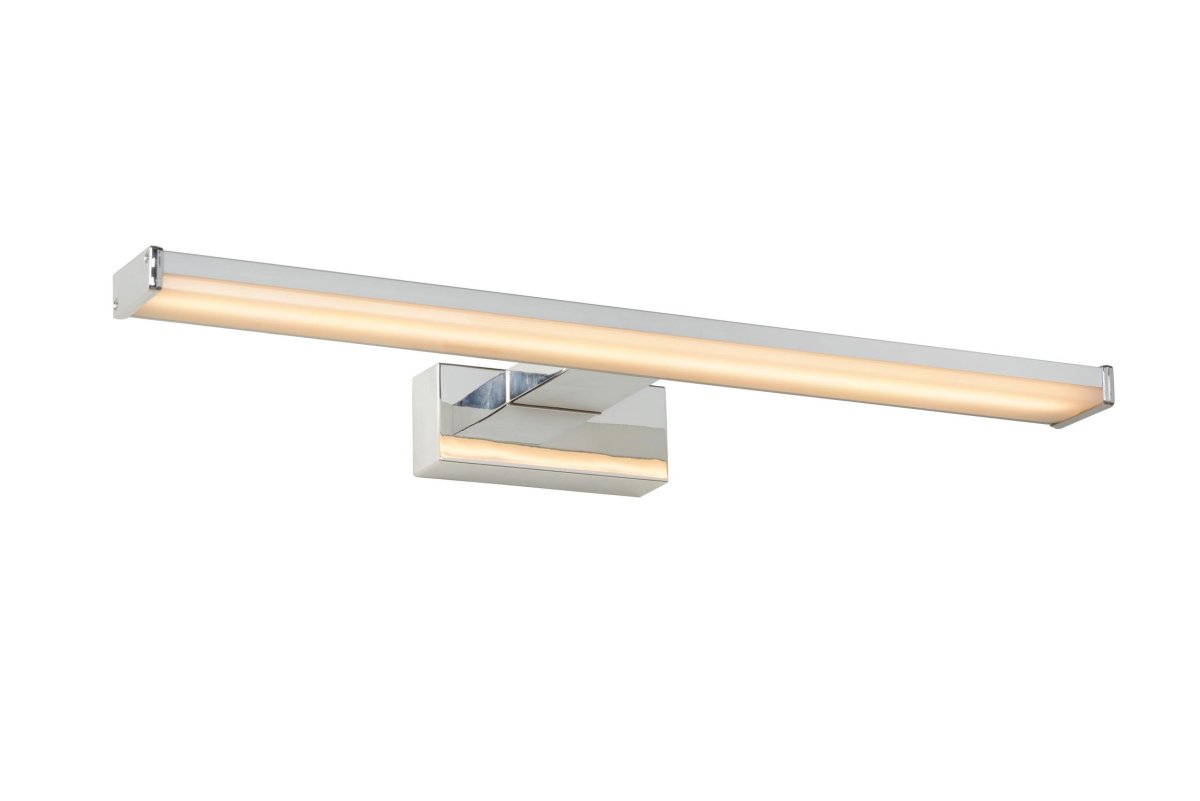 Onno 60cm Sateng krom baderomslampe Fra Lucide - Denne speillampen er laget av høykvalitets plast og hver detalj er nøye designet for å maksimere lyset over speilet og takle det fuktige miljøet på badet.