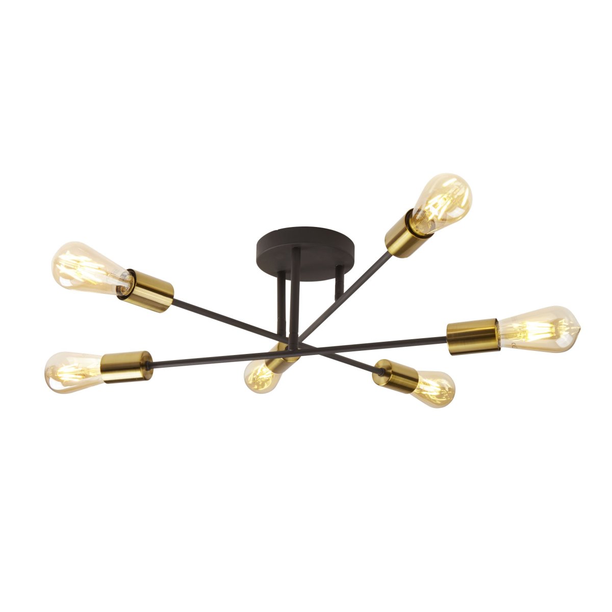 Armstrong Ø64 Matt svart plafond Fra Searchlight - Armstrong taklampe med seks lyspunkter kombinerer moderne og industriell design som passer b&aring;de moderne og tradisjonelle hjem.