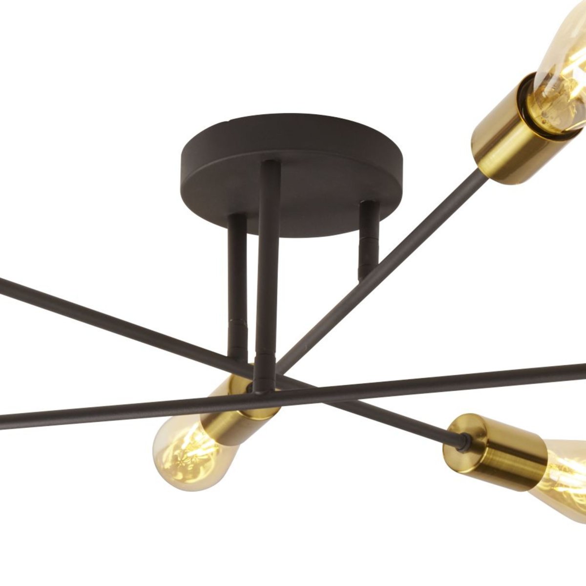 Armstrong Ø64 Matt svart plafond Fra Searchlight - Armstrong taklampe med seks lyspunkter kombinerer moderne og industriell design som passer b&aring;de moderne og tradisjonelle hjem.