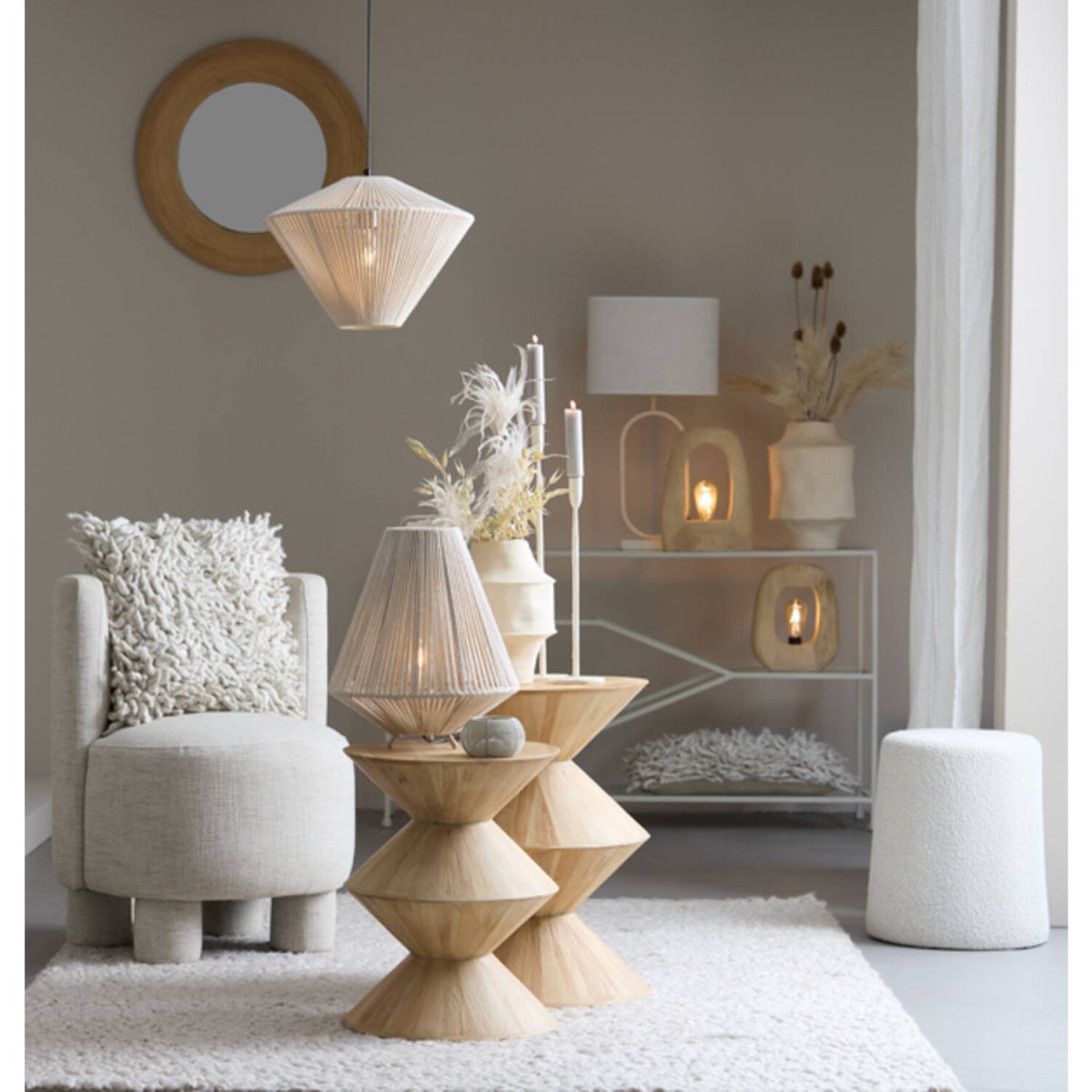 Felida 40cm Kremet hvit bordlampe Fra Light & Living - 
