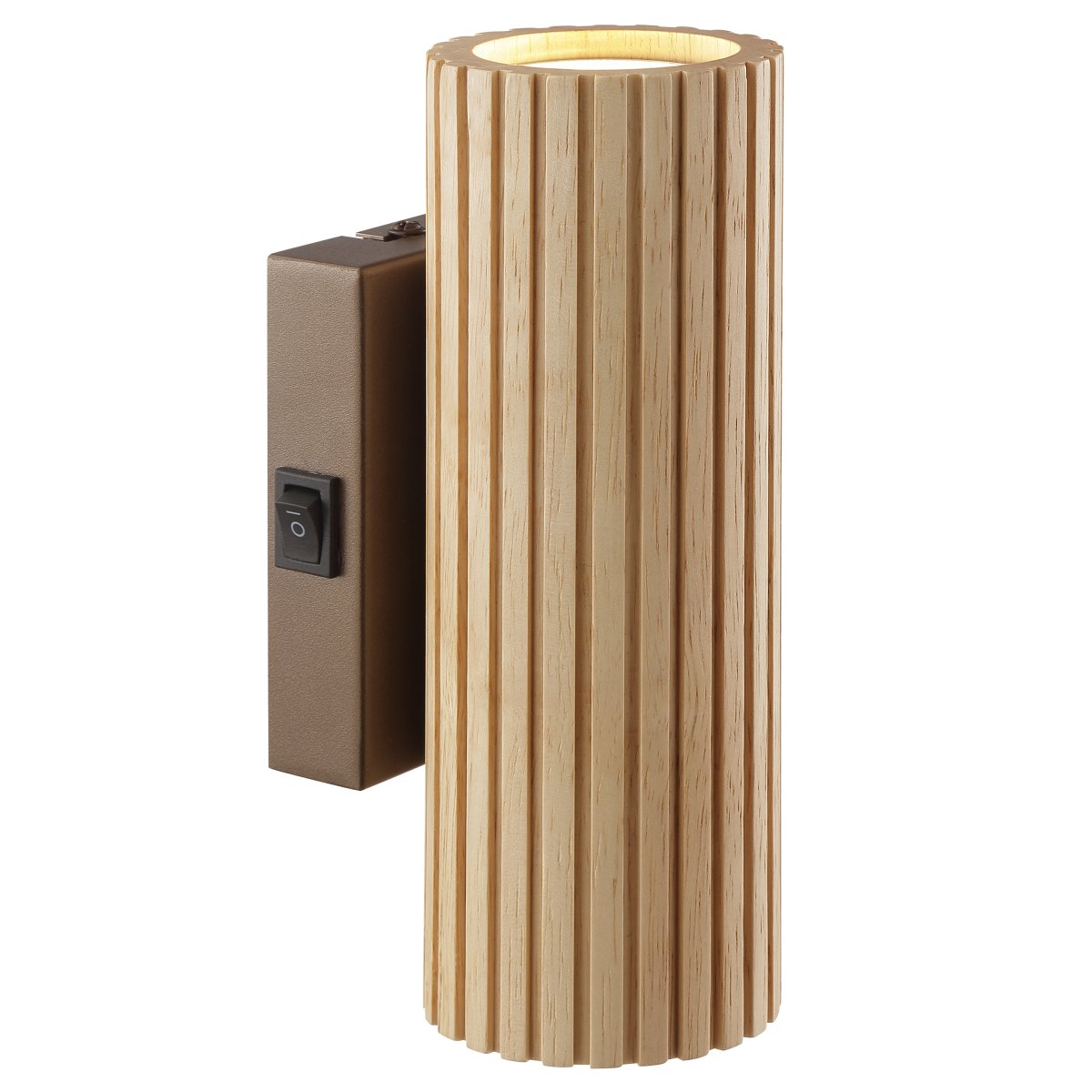 Lakewood 20cm Brun vegglampe Fra Brilliant - På veggfestet er det en praktisk bryter som gjør lampen enkel å slå av og på.