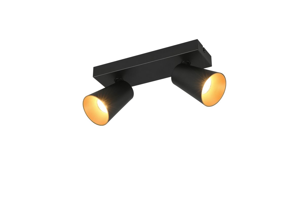 Sharp 2 Svart spotlight Fra Trio Lighting - Takket v&aelig;re de svingbare spotlightene er tak- og vegglampen med to lamper ideell som en supplerende lyskilde p&aring; kj&oslash;kkenet eller i sm&aring; rom, og gir hjemmet ditt en koselig atmosf&aelig;re.