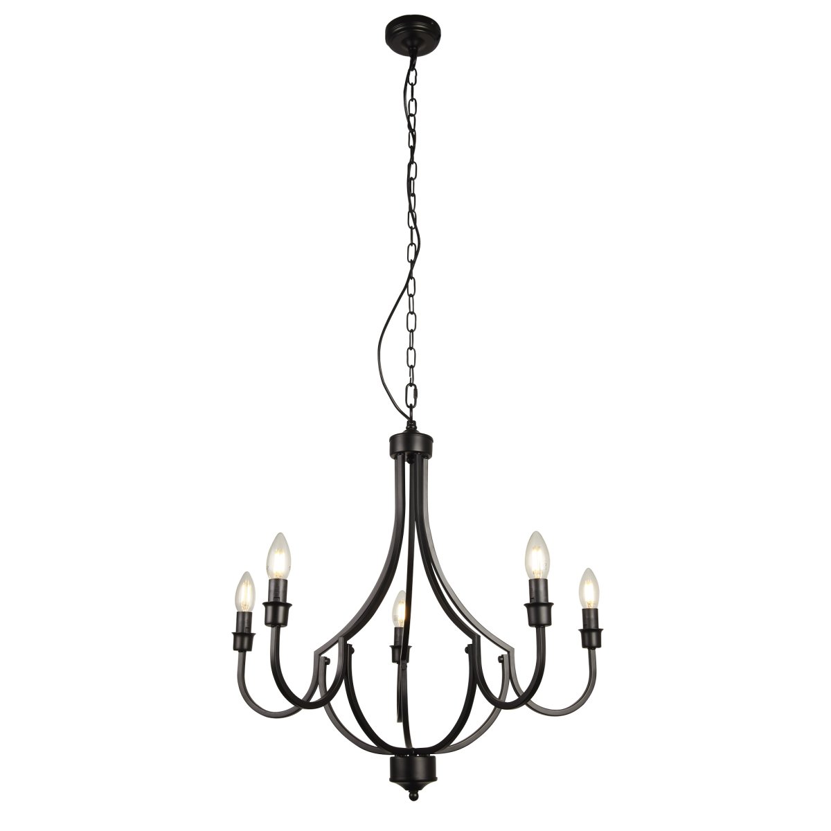 Lodge Ø65 Svart Taklampe Fra Searchlight - Den mattsvarte finishen i slitesterkt stål passer like godt i moderne som i mer klassiske hjem – en allsidig lampe som virkelig løfter rommet.