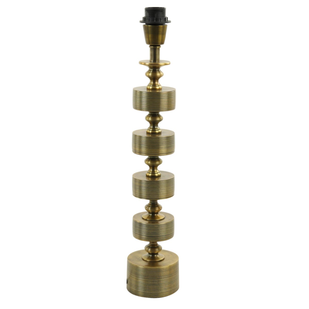 Gody 53cm Bronse lampefot Fra Light & Living - Laget av metall med en vakker antikk bronsefinish, har denne lampefoten en unik stablet form med riflede detaljer som gir den et sofistikert og luksuriøst utseende.