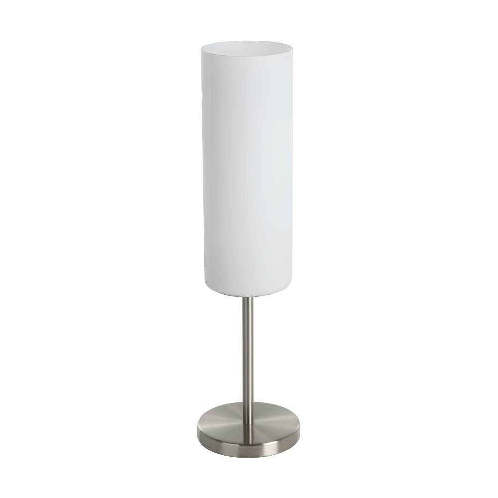 Troy 46cm Hvit bordlampe Fra Eglo - Med sin hvite nyanse sprer den et mykt og behagelig lys, perfekt for &aring; skape en rolig og innbydende atmosf&aelig;re i gangen, stuen eller soverommet.