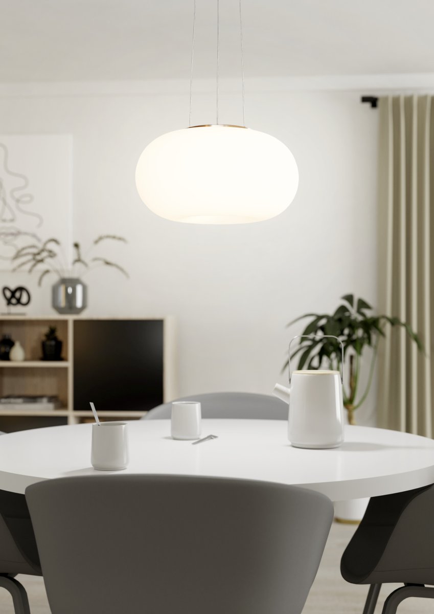 Optica Ø45 Hvit Taklampe Fra Eglo - Optica pendellampe er en moderne og stilig taklampe som gir et mykt og behagelig lys i rommet.