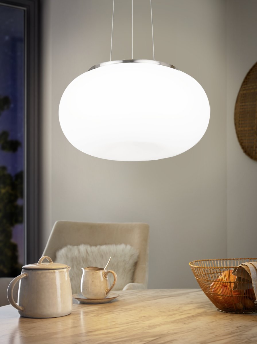 Optica Ø45 Hvit Taklampe Fra Eglo - Optica pendellampe er en moderne og stilig taklampe som gir et mykt og behagelig lys i rommet.