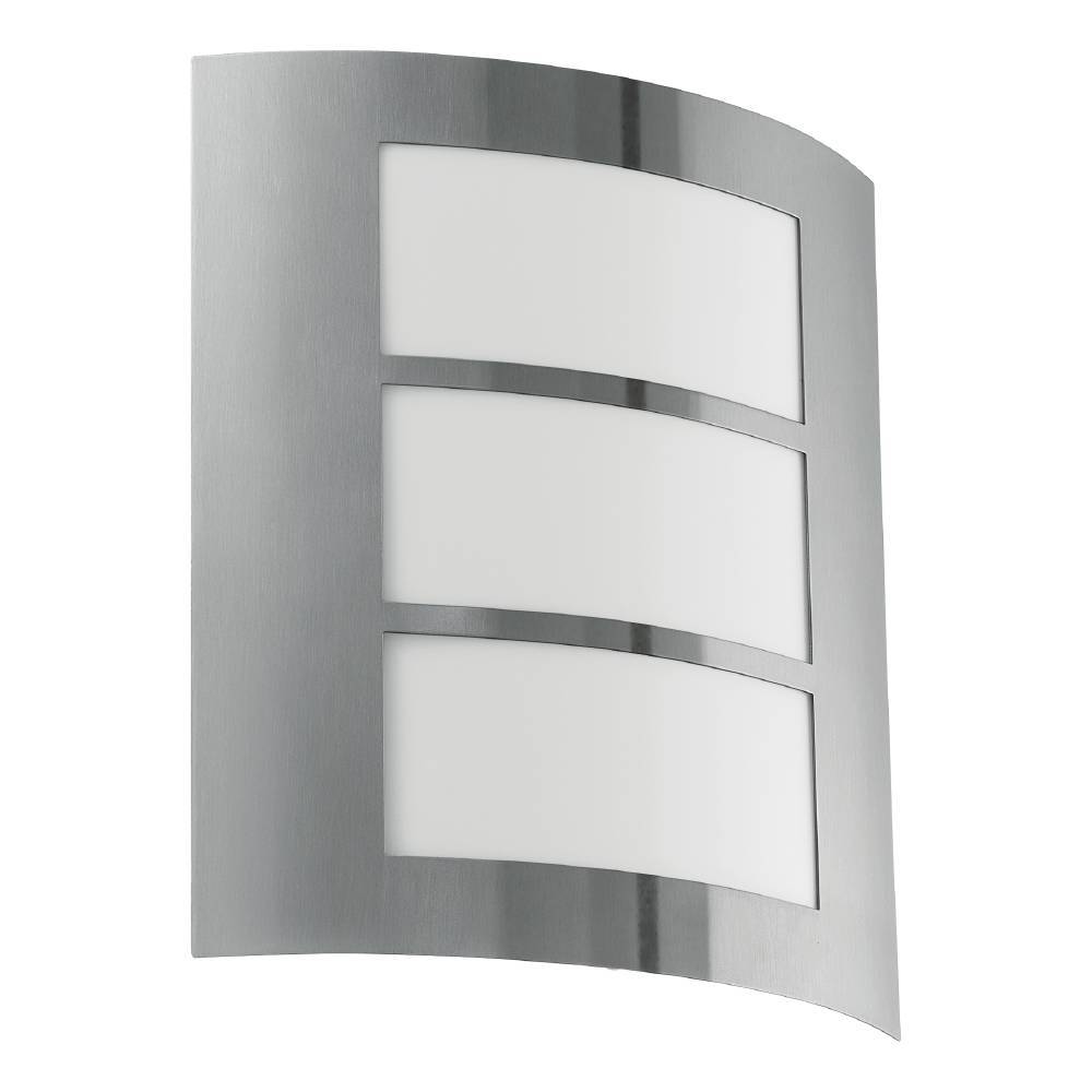 City Rustfritt stål utendørslampe Fra Eglo - Med sitt buede design og frostede glass sprer lampen et mykt og jevnt lys, perfekt for entréen, gangen eller uteplassen.