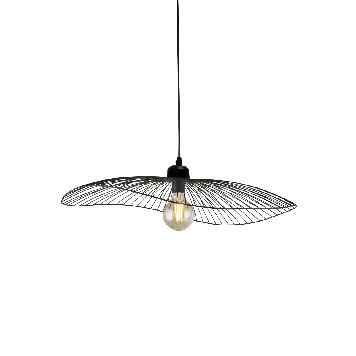 Wave 70cm Svart Taklampe Fra Searchlight - Den har en justerbar design som gj&oslash;r at pendelen kan gj&oslash;res om til en taklampe, slik at du kan justere h&oslash;yden for &aring; passe til rommet.