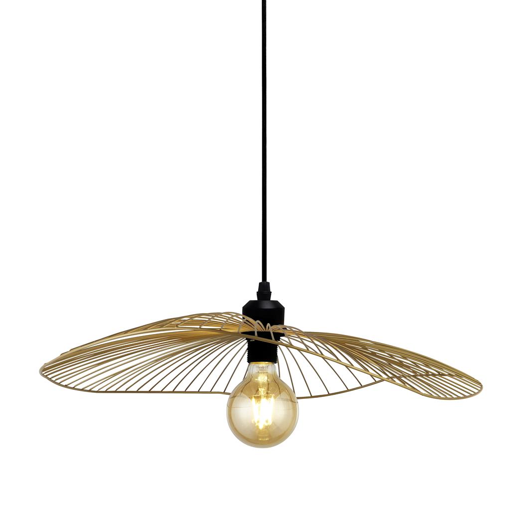 Wave 70cm Gull Taklampe Fra Searchlight - Wave er en elegant taklampe med oval skjerm i gyllen finish som passer perfekt i moderne soverom, stuer eller over spisebordet.