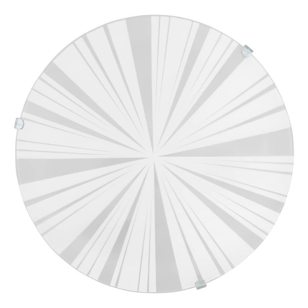 Mars Ø25 Hvit plafond Fra Eglo - Med sitt unike, vifteinspirerte designmønster i frostede og klare partier, skaper den en spennende lysfordeling og blir et blikkfang i rommet.