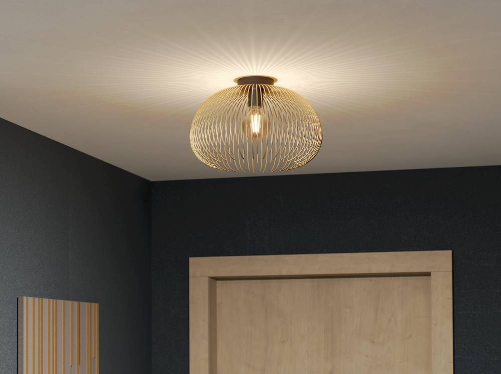 Venezuela Ø38 Gull plafond Fra Eglo - Denne moderne taklampen har en elegant, gylden tr&aring;ddesign som gir rommet en luftig og stilig f&oslash;lelse.
