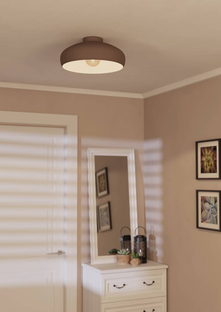 Mogano Ø40 Brun plafond Fra Eglo - Lampens minimalistiske design gjør den lett å matche med ulike interiørstiler og er et utmerket valg for de som ønsker en diskret, men elegant belysningsløsning.