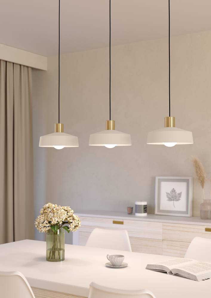 Valdiola 93cm Beige Taklampe Fra Eglo - Perfekt å plassere over spisebordet eller kjøkkenet, da det gir både funksjonell og dekorativ belysning.