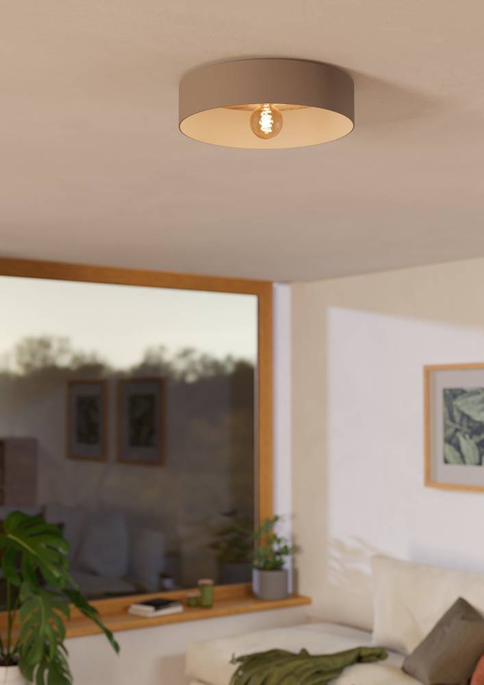 Duaia Ø42 Taupe plafond Fra Eglo - Denne taklampen kombinerer et enkelt og moderne design med en trendy beige farge.