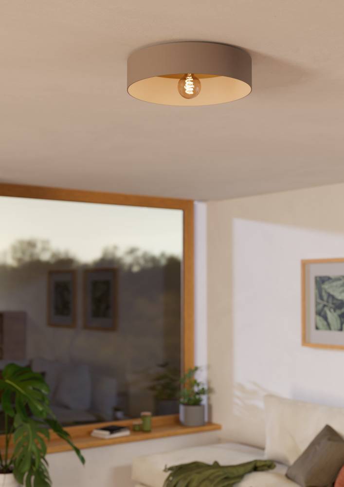 Duaia Ø42 Taupe plafond Fra Eglo - Denne taklampen kombinerer et enkelt og moderne design med en trendy beige farge.