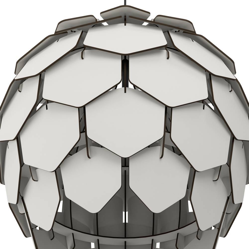 Mattanza Ø50 Grå Taklampe Fra Eglo - Den sfæriske formen og de overlappende platene skaper et lekent skyggespill når lampen er tent, noe som gir dybde og dimensjon til rommet.