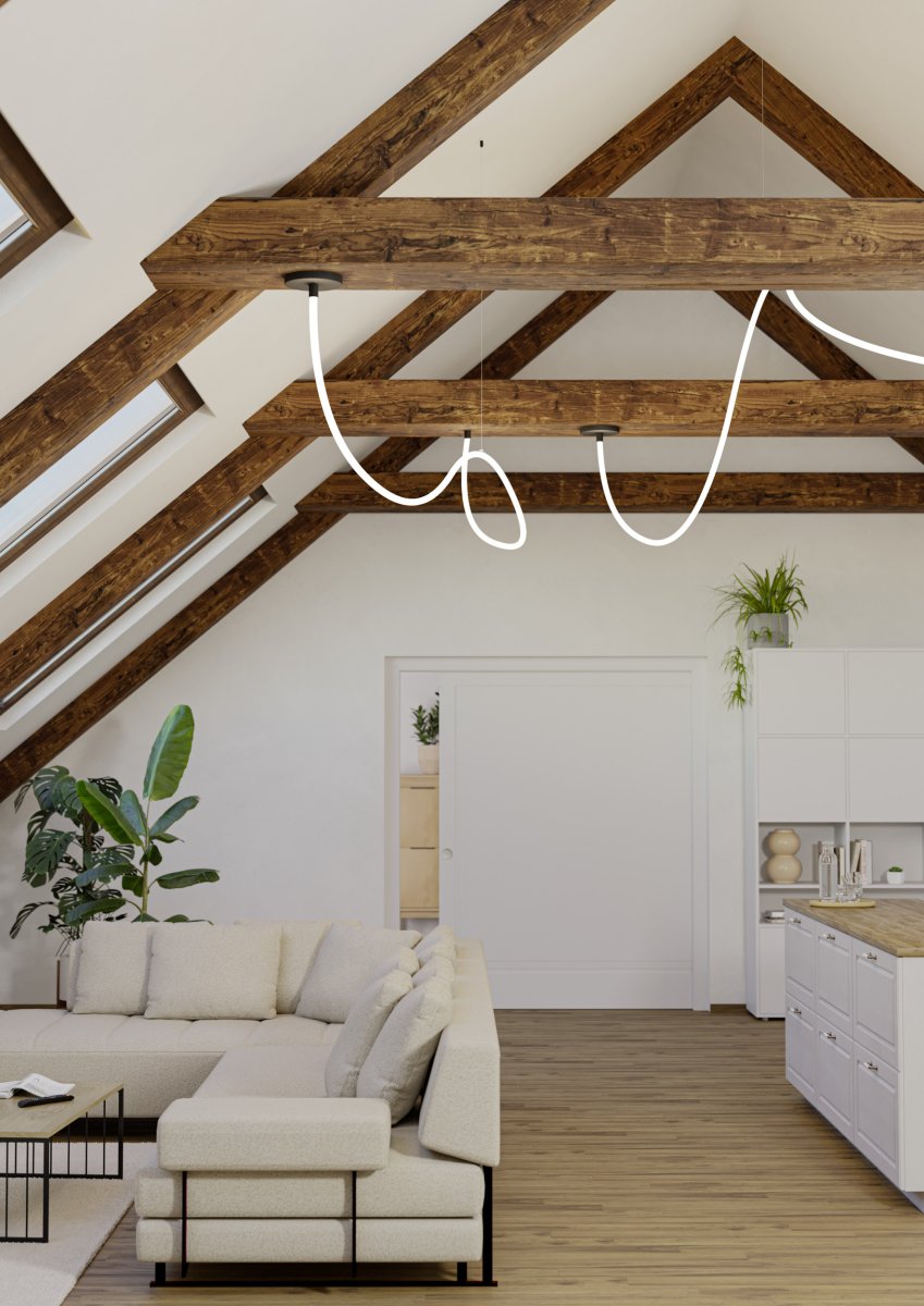 Glow 300cm Svart Taklampe Fra Eglo - Lampen gir 800 lumen per meter og kan lyse i varmhvitt 2700K eller forskjellige RGB-farger.