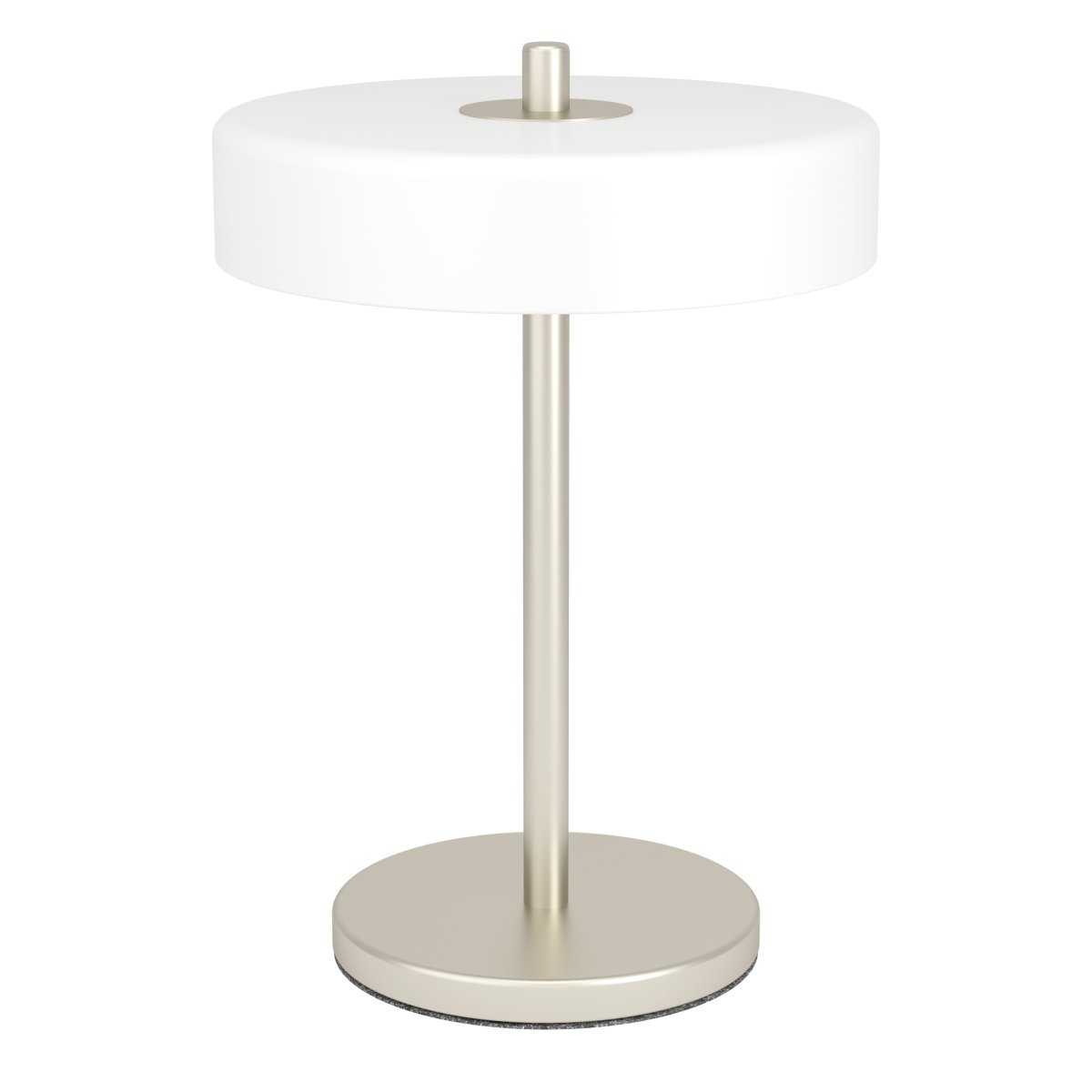 Salve 33cm Nikkel bordlampe Fra Eglo - Salve bordlampe har en metallbase med matt nikkelfinish og en rund opalglassskjerm som gir lampen et mykt og behagelig uttrykk.