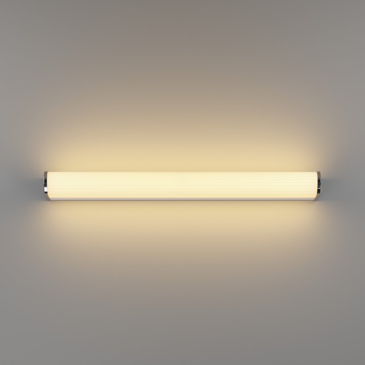 Patrovaro 60cm Hvit baderomslampe Fra Eglo - Lampen har en integrert LED med en lysstrøm på 2000 lumen, og fargetemperaturen kan justeres i tre trinn fra hvitt til kjølig hvitt lys.