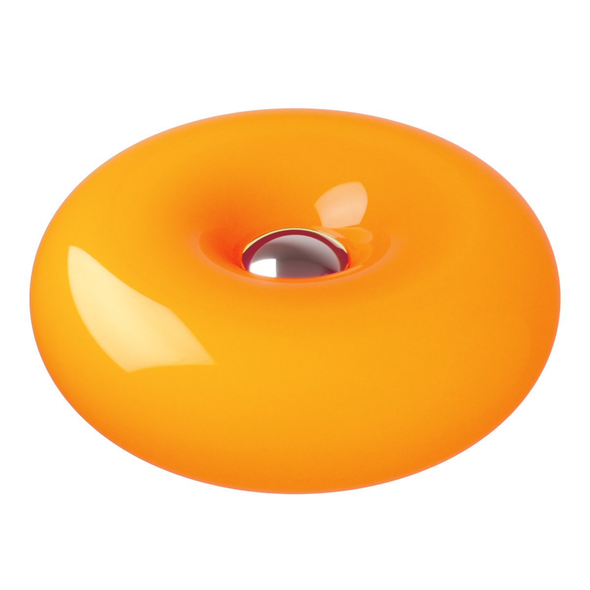 Basile 10cm Oransje bordlampe Fra Eglo - Basile er en dekorativ lampe i oransje glass med s&oslash;lvdetaljer og en rund, myk form.