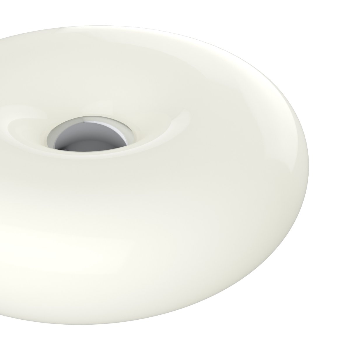 Basile 10cm Hvit bordlampe Fra Eglo - Basile er en dekorativ lampe i hvitt glass med s&oslash;lvdetaljer og en rund, myk form.