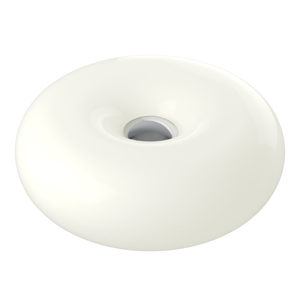 Basile 10cm Hvit bordlampe Fra Eglo - Basile er en dekorativ lampe i hvitt glass med s&oslash;lvdetaljer og en rund, myk form.