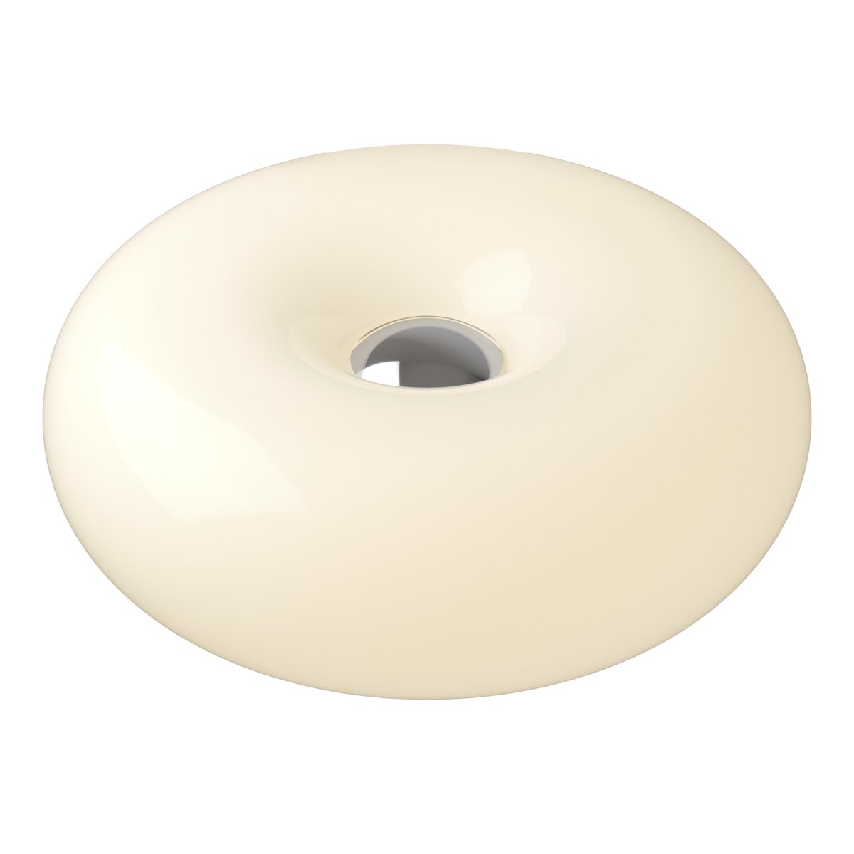 Basile 10cm Hvit bordlampe Fra Eglo - Basile er en dekorativ lampe i hvitt glass med s&oslash;lvdetaljer og en rund, myk form.